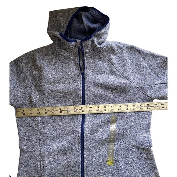 Tek Gear Blue Zip-Up Hooded Jacket Medium Heathered Design Long Sleeves Slim Fit - Picture 5 of 6